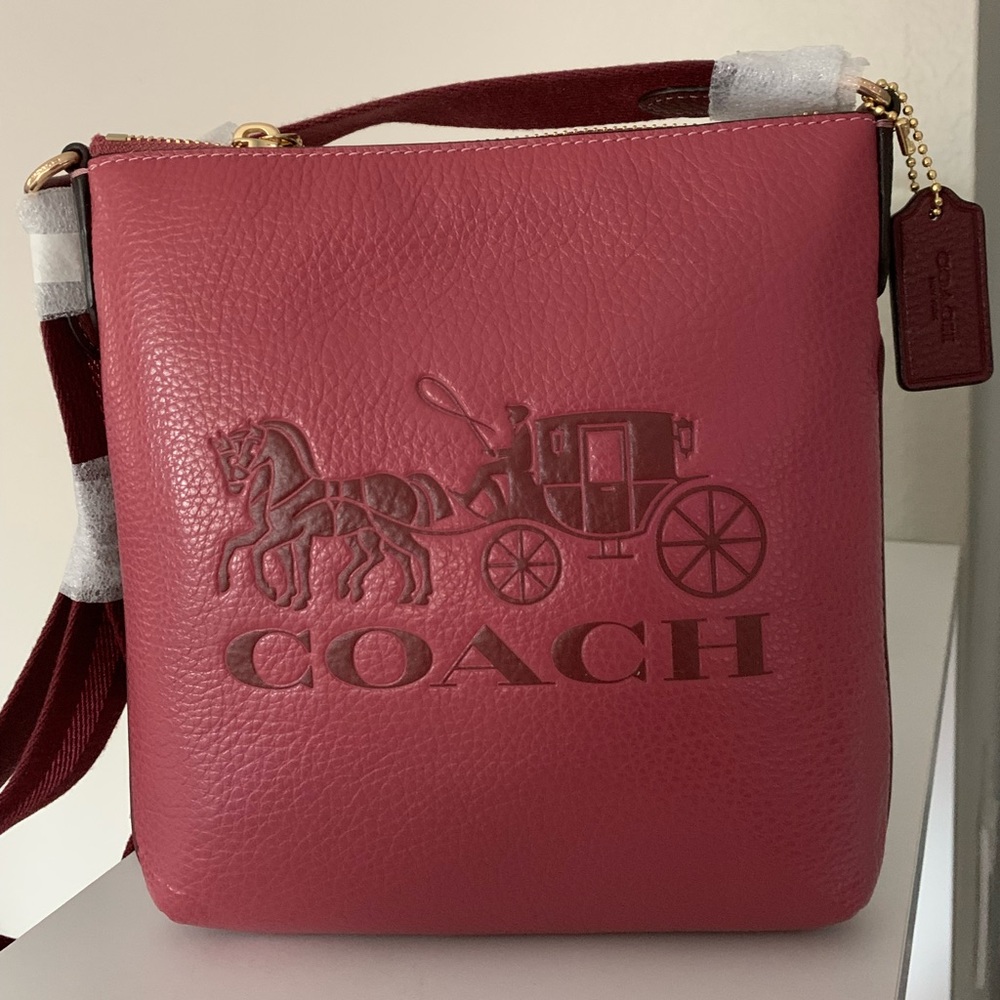 NEW Coach Mini Rowan File Bag/Crossbody - With Horse And Carriage Gold/Rouge